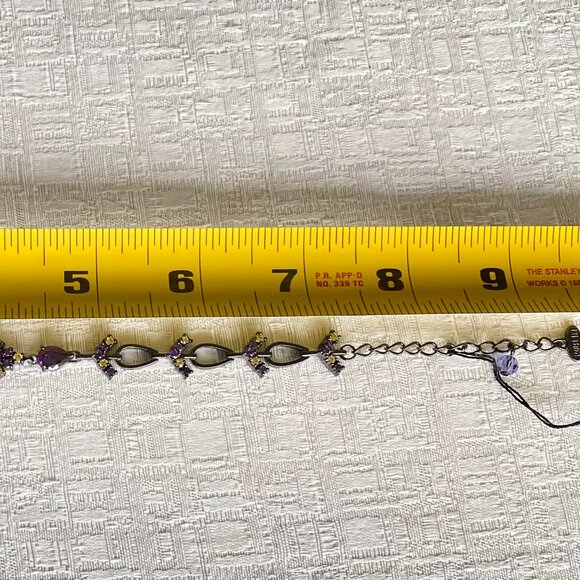 FAC Amethyst & Yellow Crystal Link Bracelet NWT - Picture 6 of 9